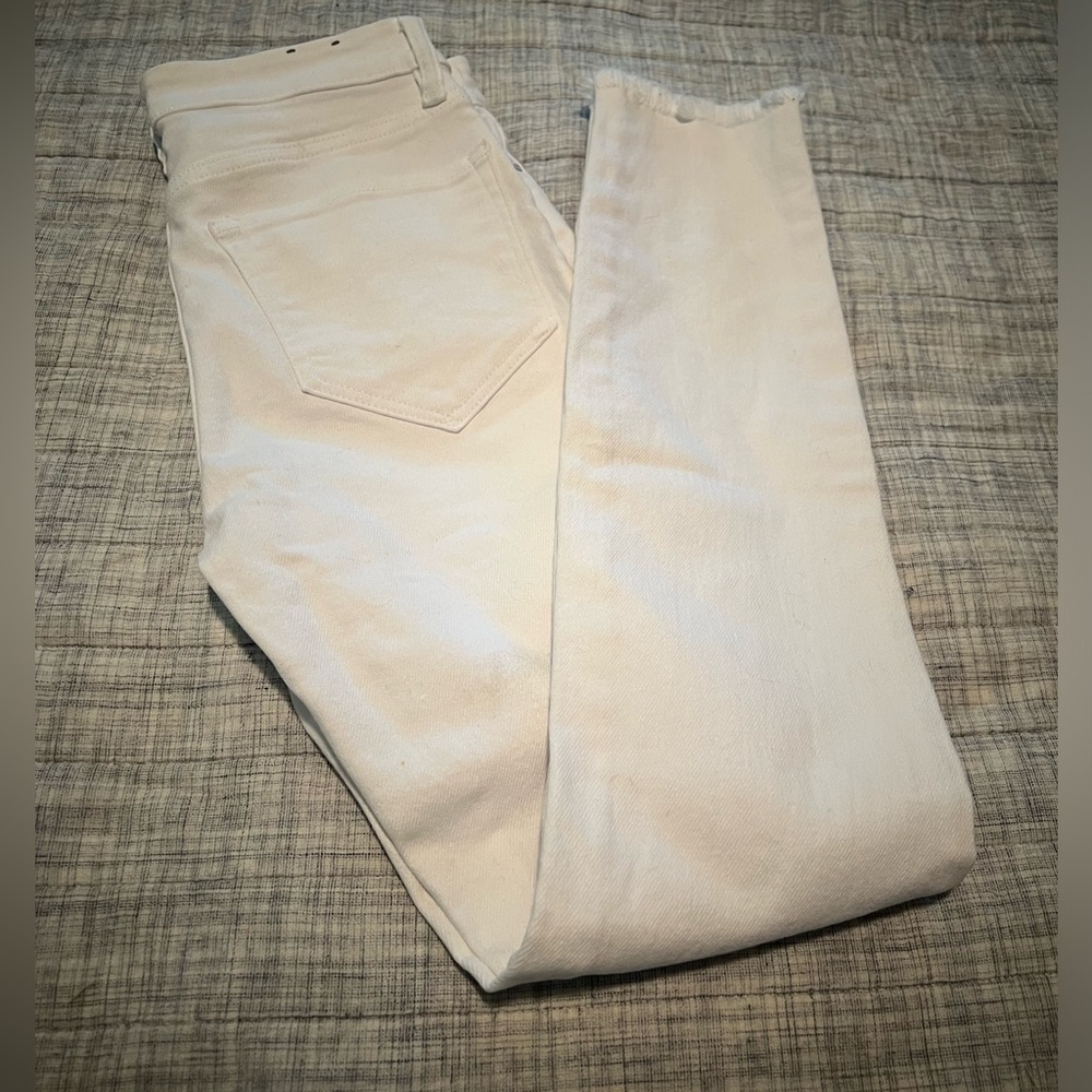 AllSaints Grace white jeans 26 ankle fray summer crop